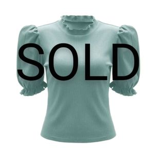 SHEIN Puff Sleeve Ribbed Top